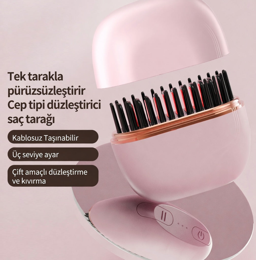 Düzleştirici Kompakt Tarak | Pembe
