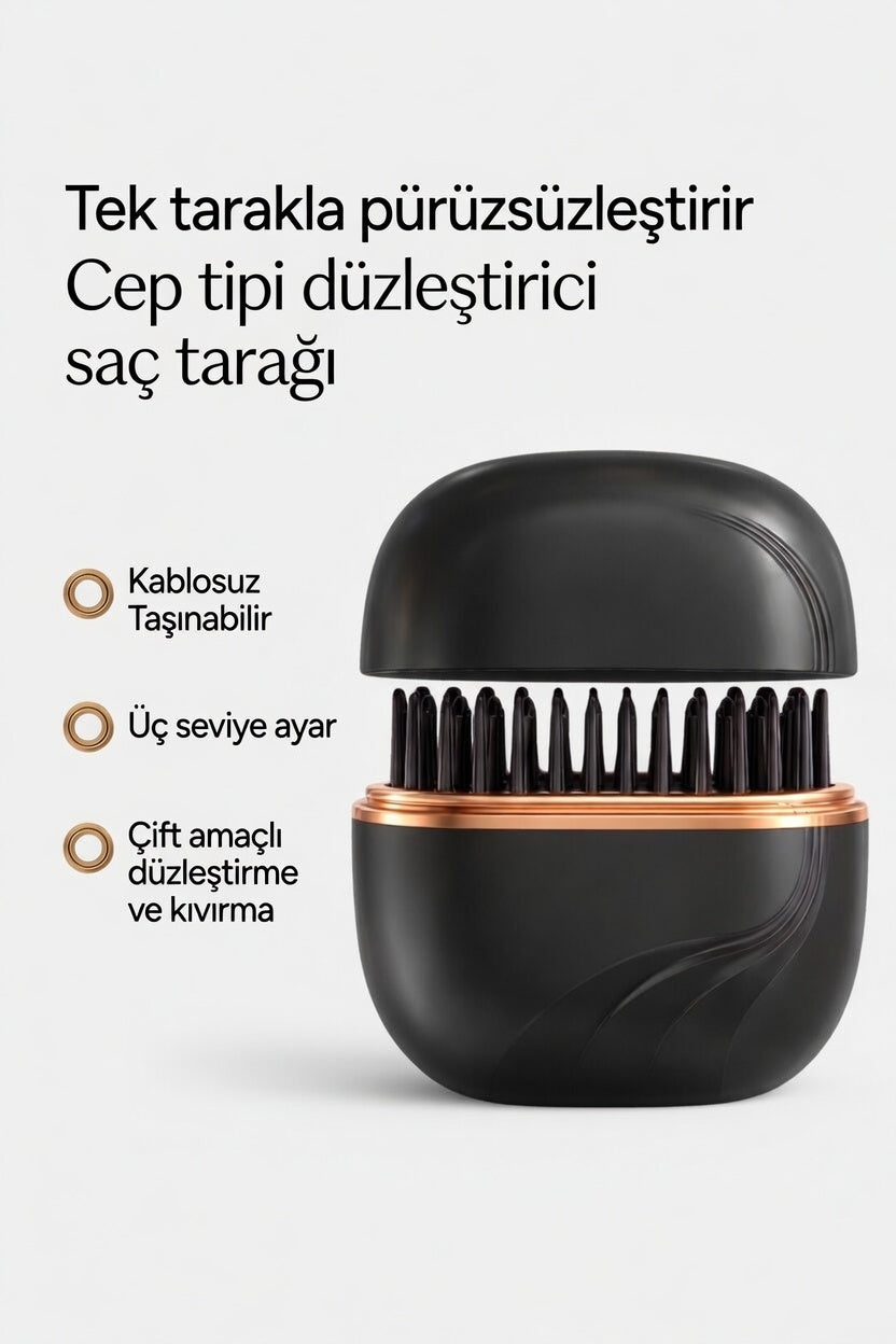 Düzleştirici Kompakt Tarak | Siyah